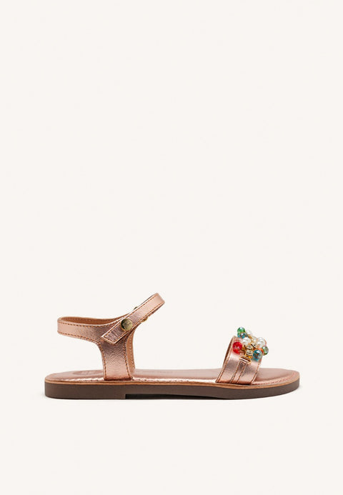 SANDALI PELLE METALLIZZATA CON PERLINE EFFINGHAM