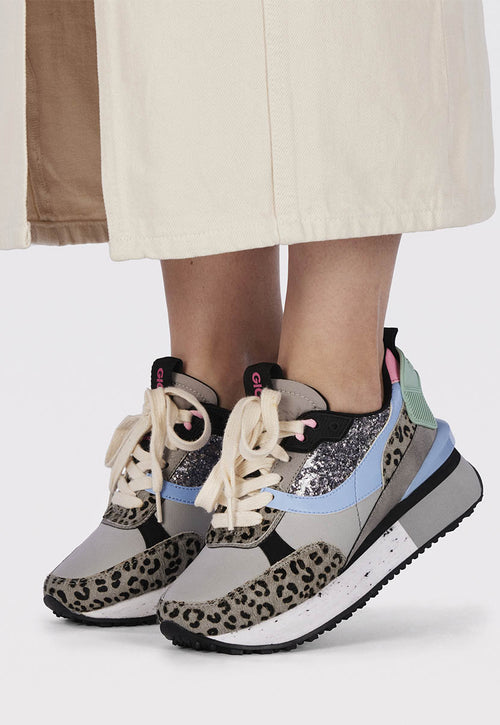 Sneakers gris con mix de estampados para mujer obsteig 