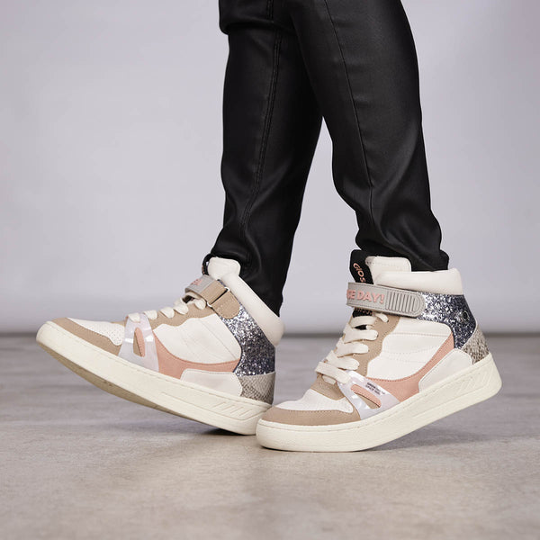 Sneakers abotinadas blancas con detalles para mujer gaibau 