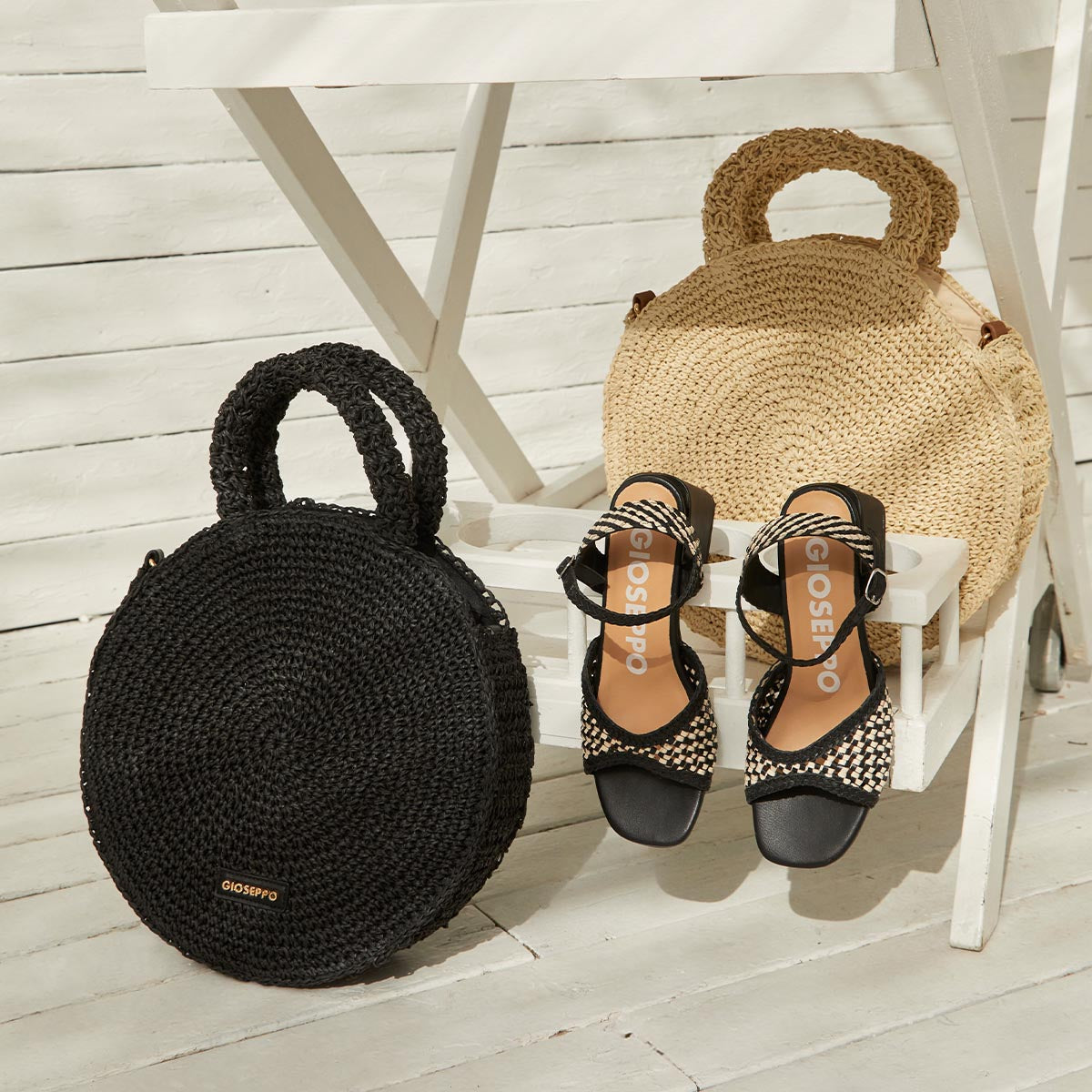 HEEL SANDALS WITH TWO-TONE BRAIDED VAMP FOR WOMEN LADOCK