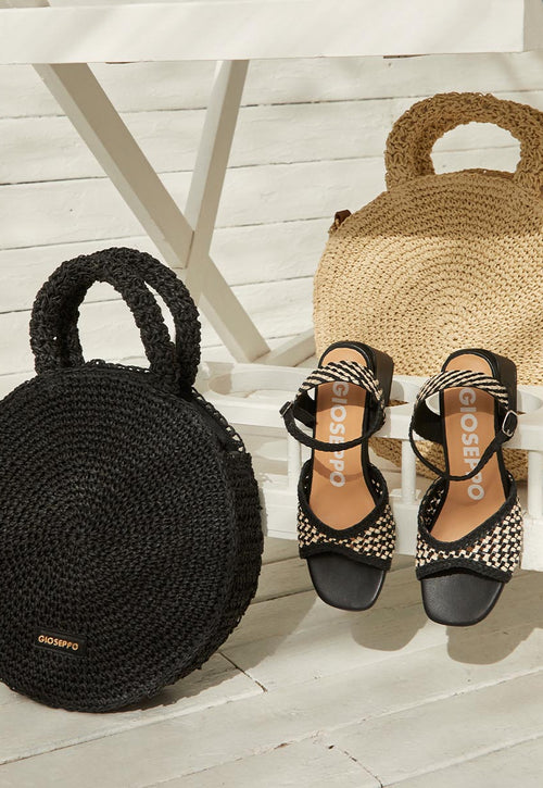 SANDALES À TALONS AVEC EMPEIGNE TRESSÉE BICOLORE POUR FEMME LADOCK