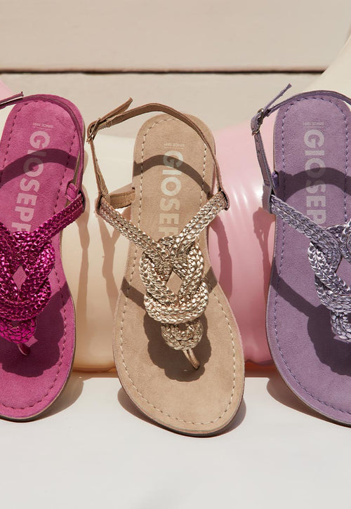 SANDALI ROSA IN PELLE INTRECCIATA PER DONNA ZUPANJA