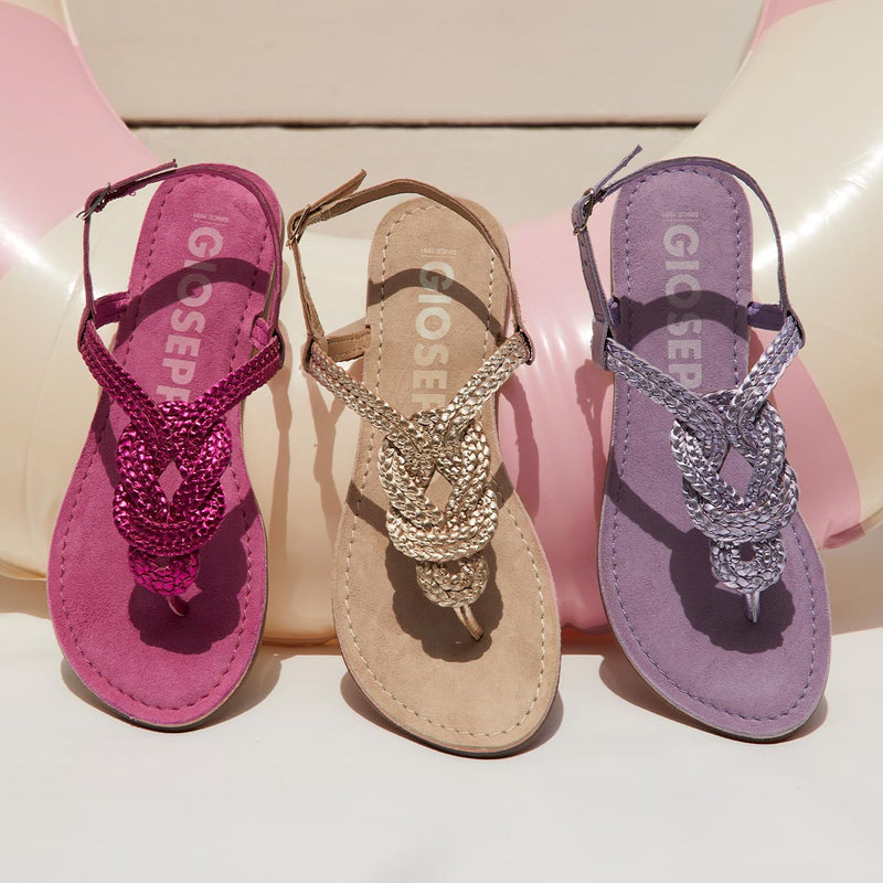 FUCHSIA BRAIDED LEATHER SANDALS FOR WOMEN ZUPANJA