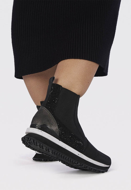 Sneakers tipo botín chelsea negras con cristales para mujer eggedal