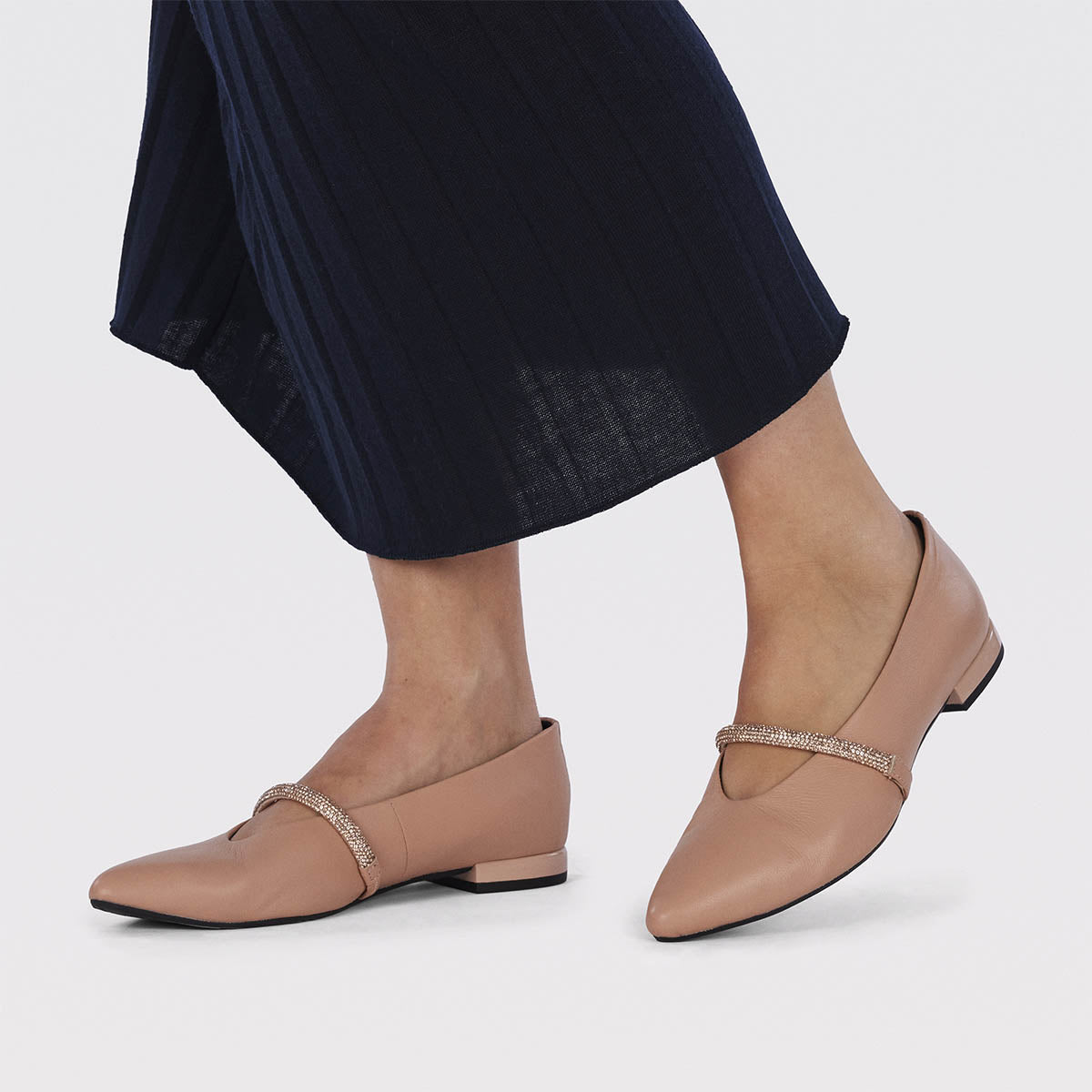 Bailarinas nude de piel con detalle de tira con strass para mujer lamlash 