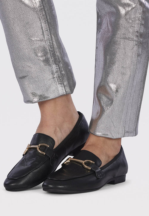 Mocasines de piel color negro para mujer fraxern 