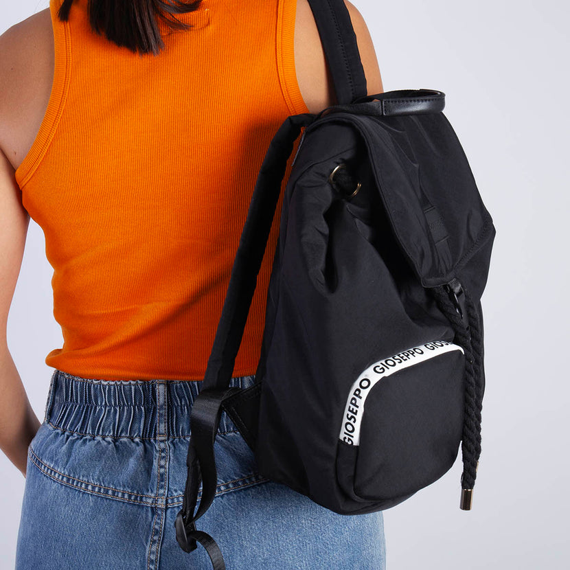 MOCHILA NEGRA DE NYLON CON CONTRASTES DE COLOR BONSALL