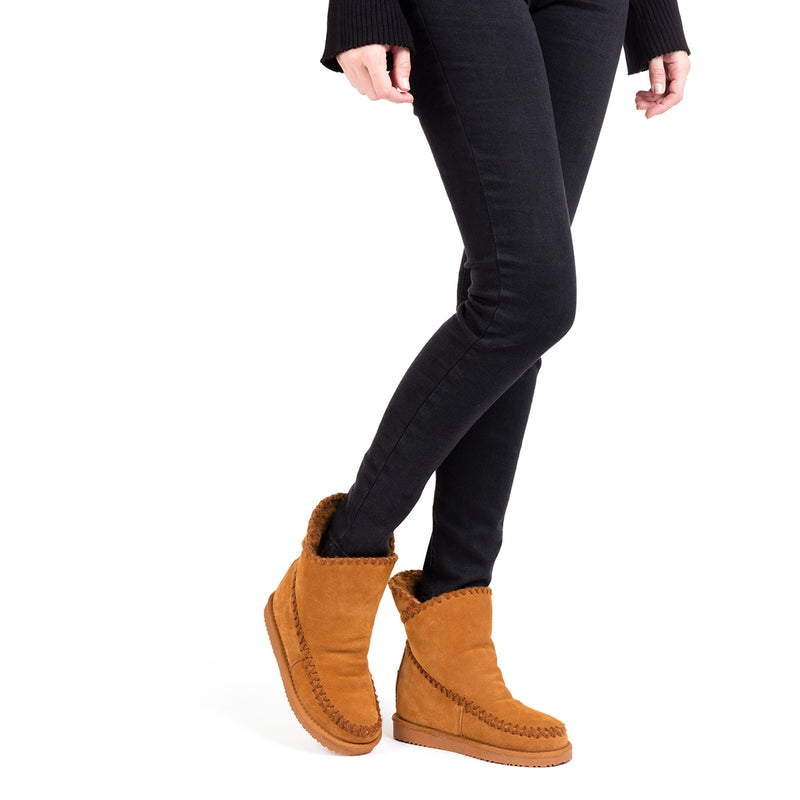 Botines marrones de estilo australiano con cuña interna para mujer