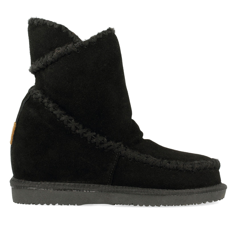 Black leather ankle boots australian style with internal wedge for woman 42114