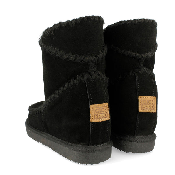 Black leather ankle boots australian style with internal wedge for woman 42114