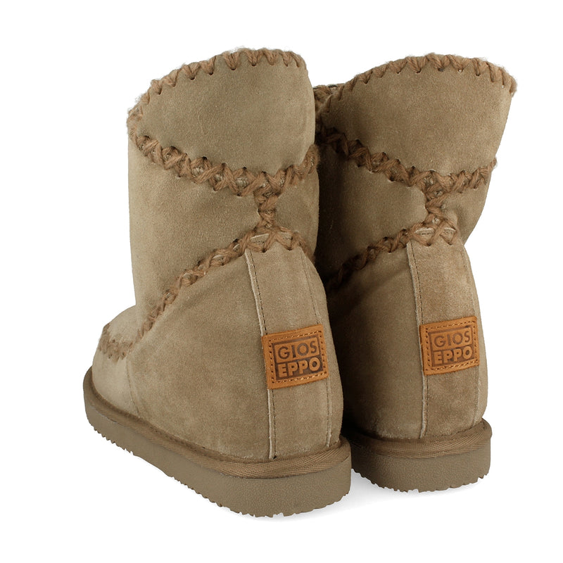 Beige leather ankle boots australian style with internal wedge for woman 42114