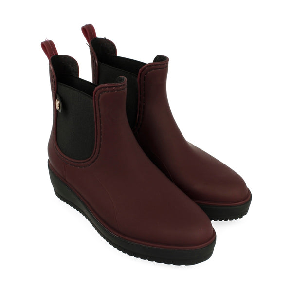 Botines de agua estilo chelsea burdeos para mujer  45808