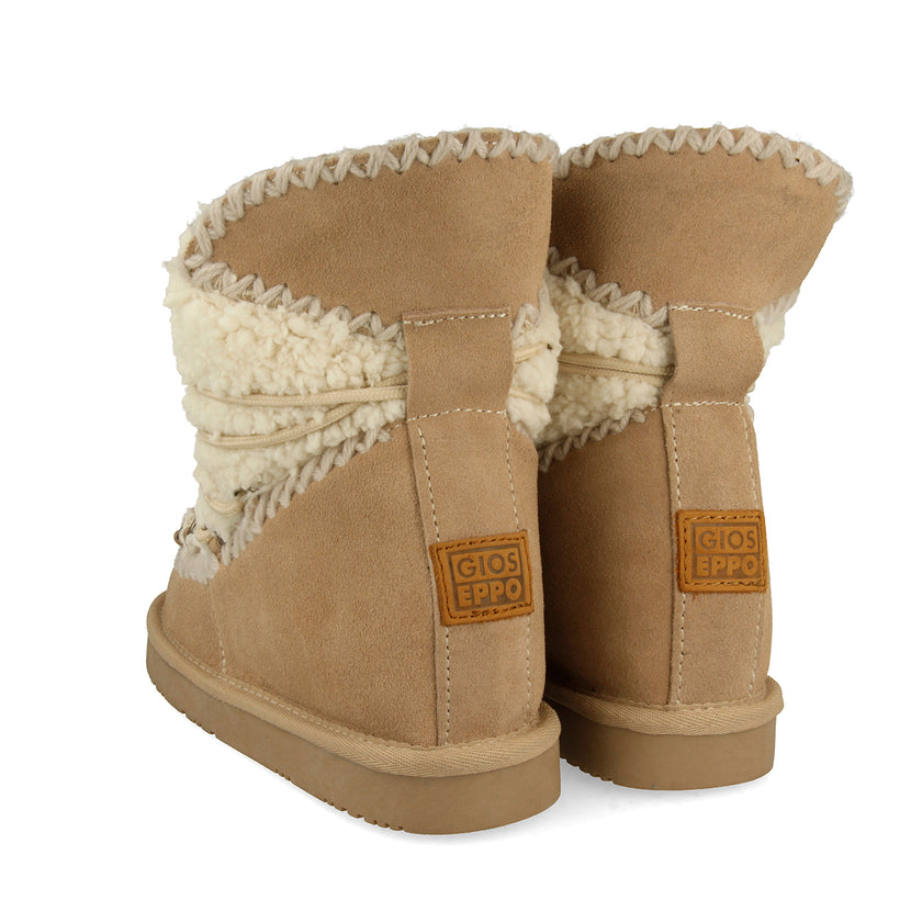 Camel Australian style boots with sheepskin detail for women  46486