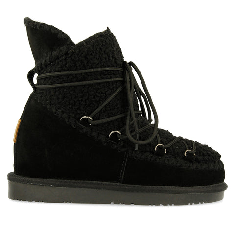 BOTAS ESTILO AUSTRALIANO NEGRAS CON DETALLE DE BORREGO PARA MUJER 46486