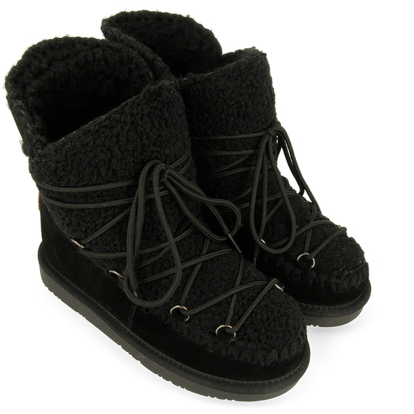 Botas estilo australiano negras con detalle de borrego para mujer 46486