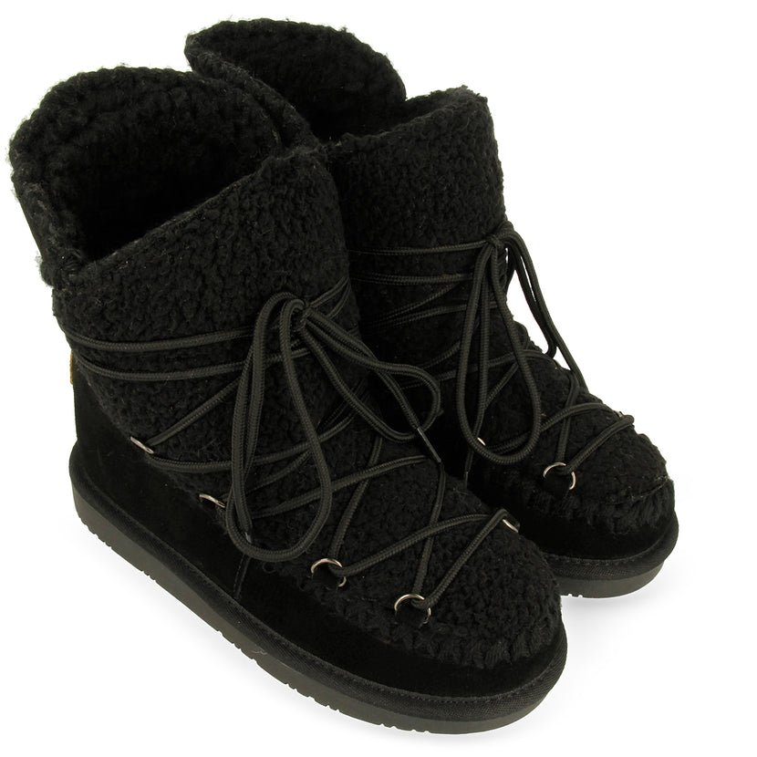 Botas estilo australiano negras con detalle de borrego para mujer 46486