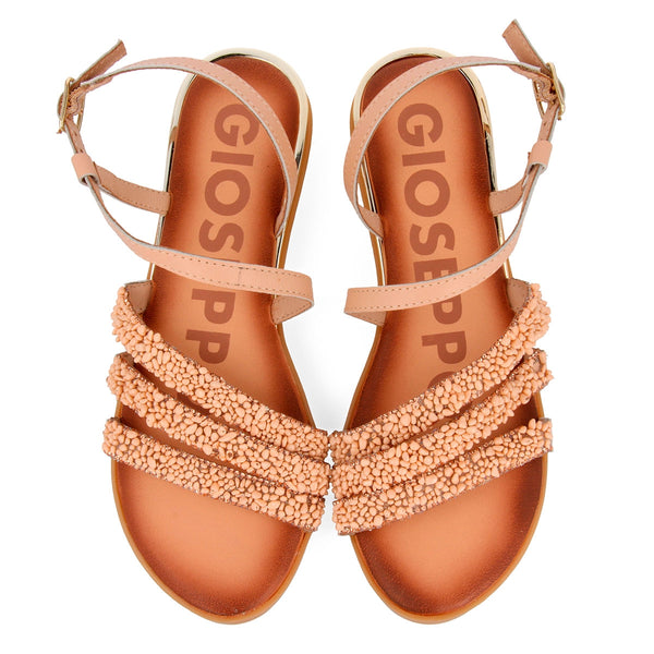 Sandalias en oro rosado con abalorios para mujer GREIG