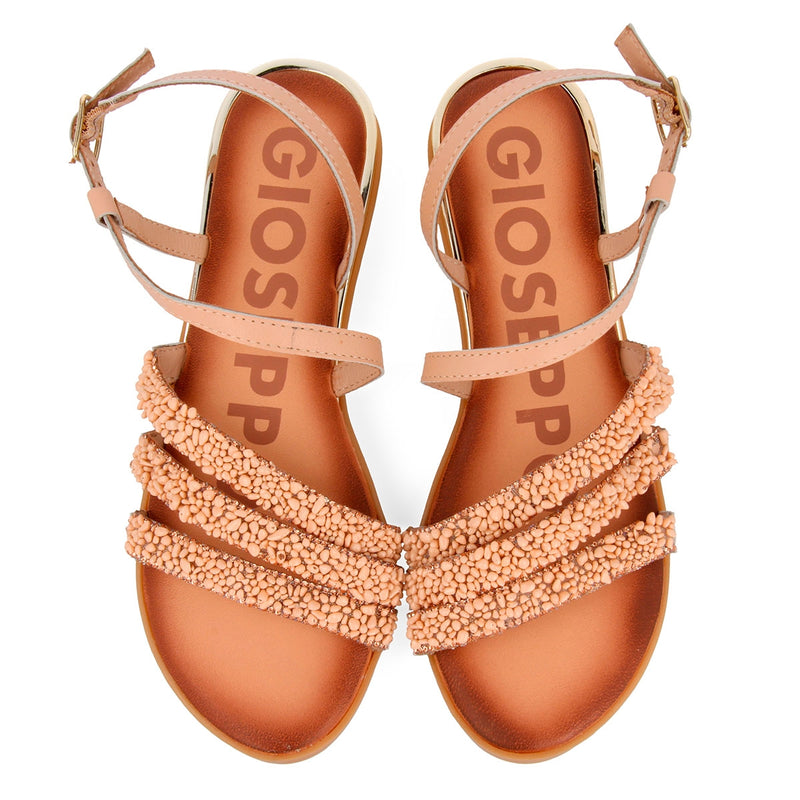 Sandalias en oro rosado con abalorios para mujer GREIG
