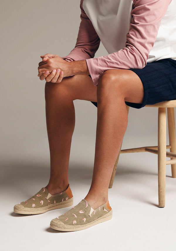 ESPADRILLES KAKI MOTIF POISSON