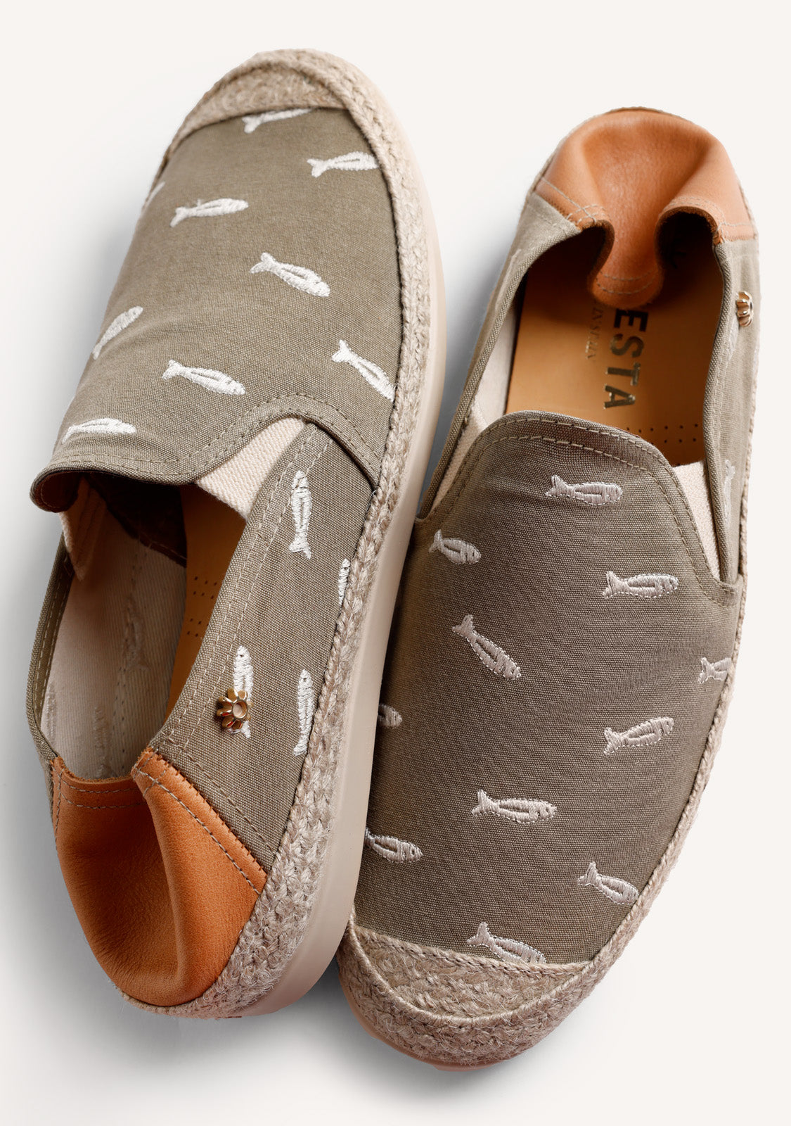 KHAKI ESPADRILLES FISH PATTERN