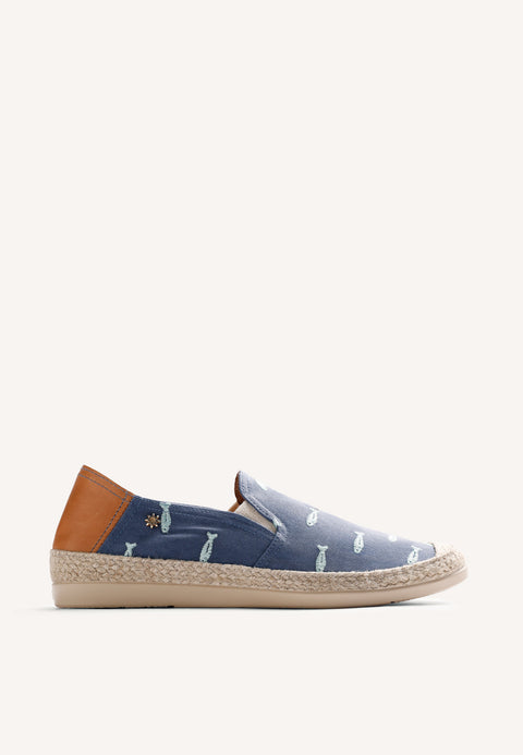 BLUE ESPADRILLES FISH PATTERN