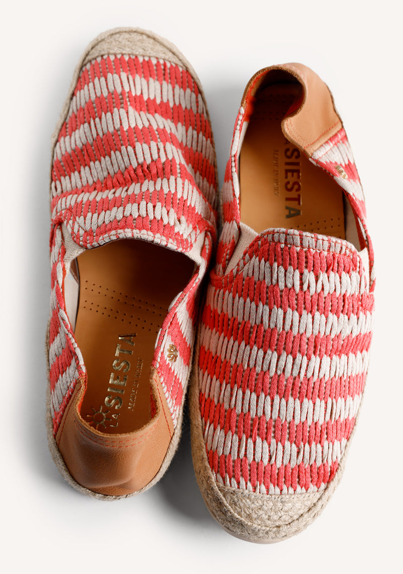 ESPADRILLES RAYURES CORAIL