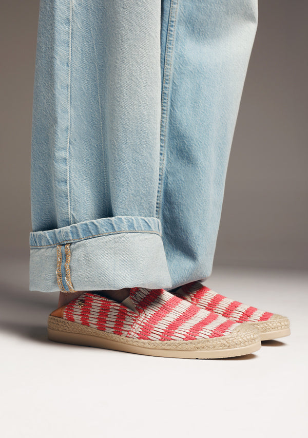 ESPADRILLES RAYURES CORAIL