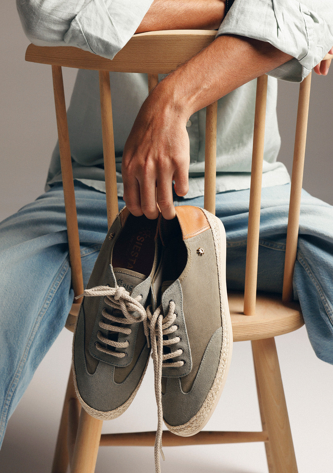 KHAKI LEATHER SNEAKERS