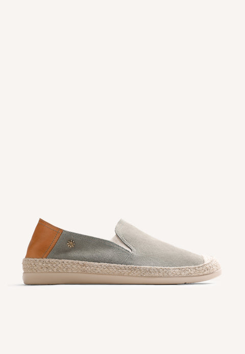 KHAKI LEATHER ESPADRILLES