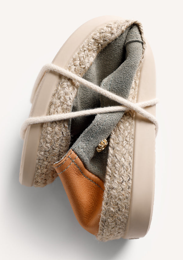 ESPADRILLES CUIR KAKI