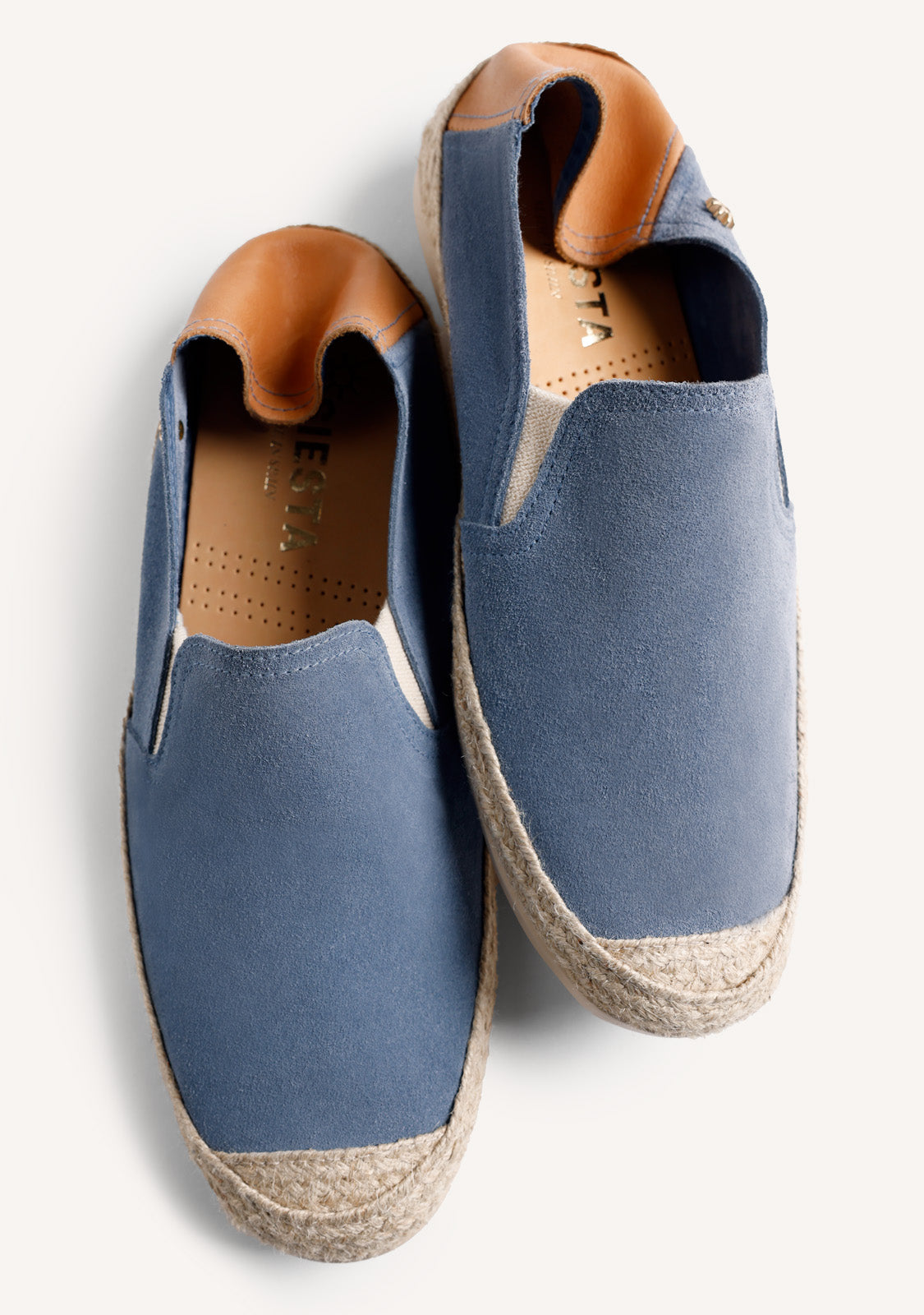 BLUE LEATHER ESPADRILLES