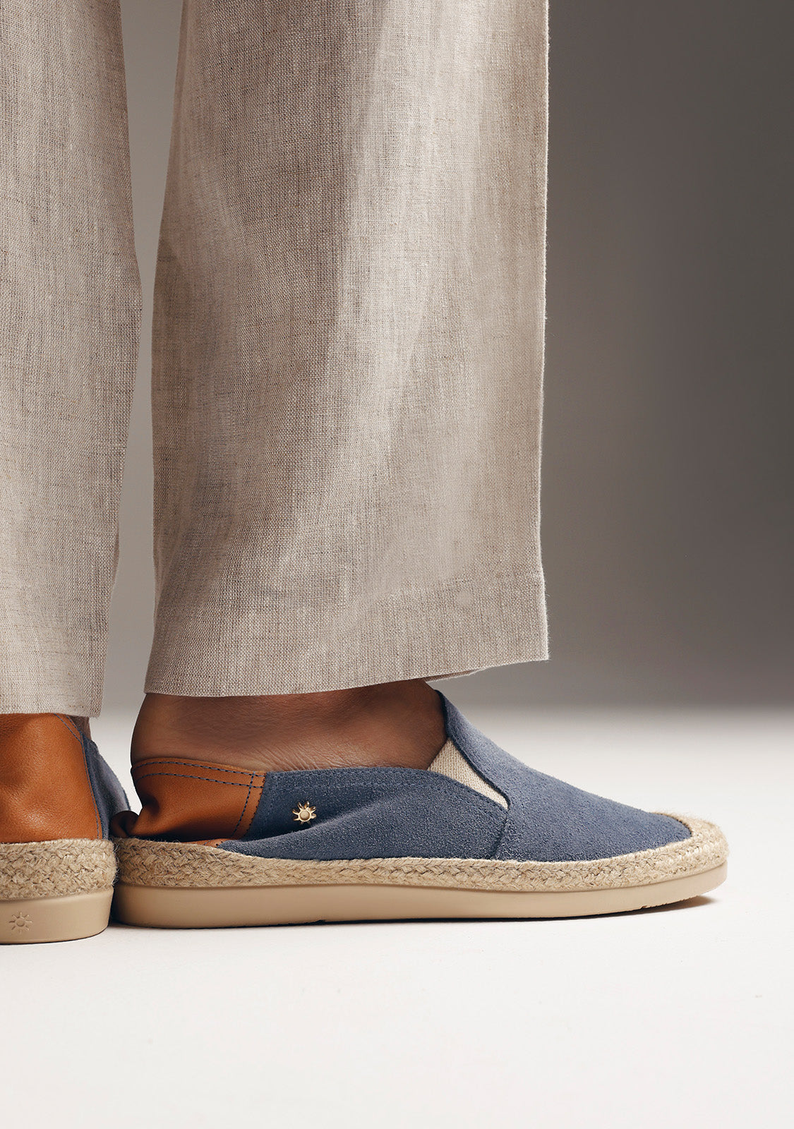 BLUE LEATHER ESPADRILLES