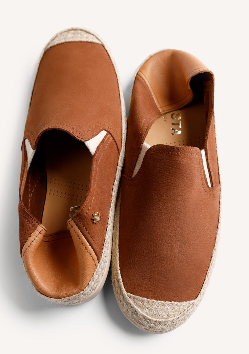 ESPADRILLES CUIR MARRON