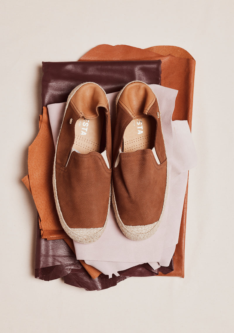 ESPADRILLES CUIR MARRON