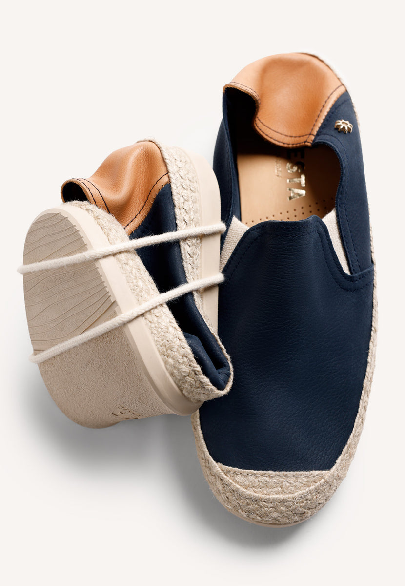 ALPARGATAS AZULES PIEL