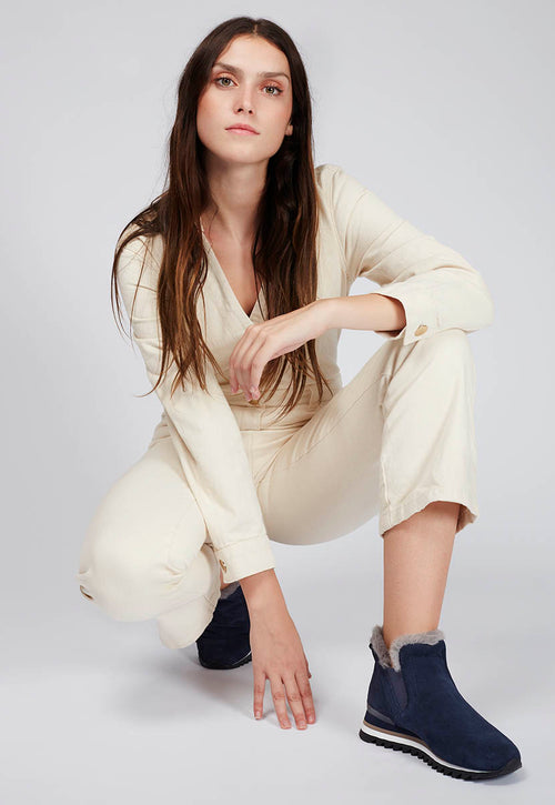 SNEAKERS AZULES ESTILO BOTÍN CON MINI CUÑA PARA MUJER ECKERO