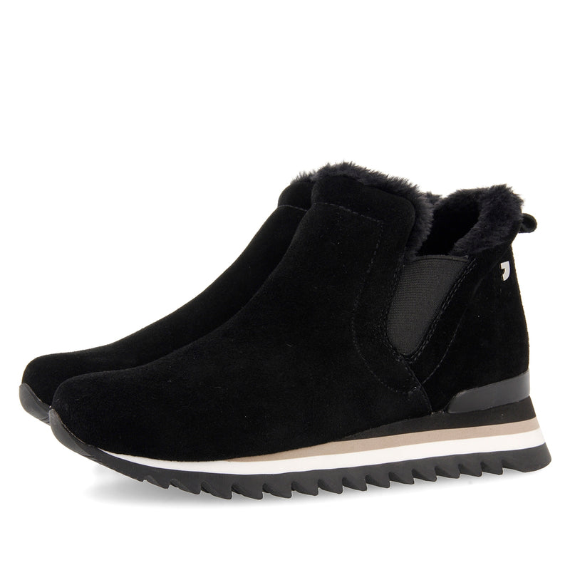 Sneakers negras estilo botín con mini cuña para mujer ECKERO