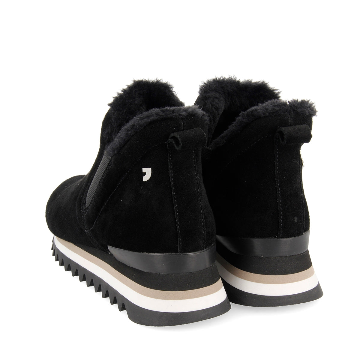 靴 Shogo Black sneakers ankle boots slip style with mini wedge for woman ECKERO