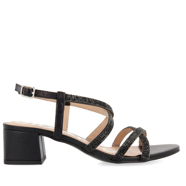 Sandalias de tiras finas negras con tacón medio BRANTLEY