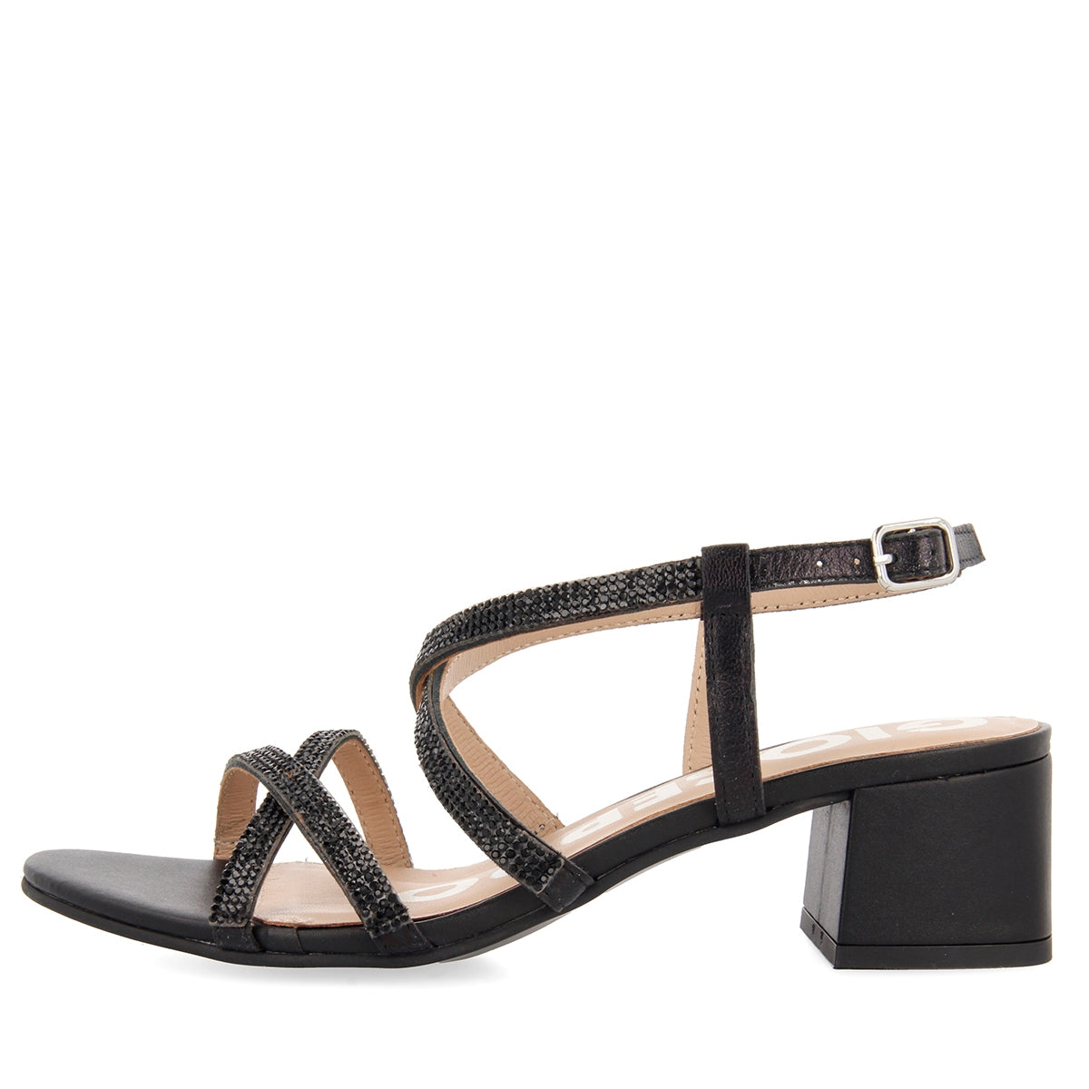 Sandalias de tiras finas negras con tacón medio BRANTLEY