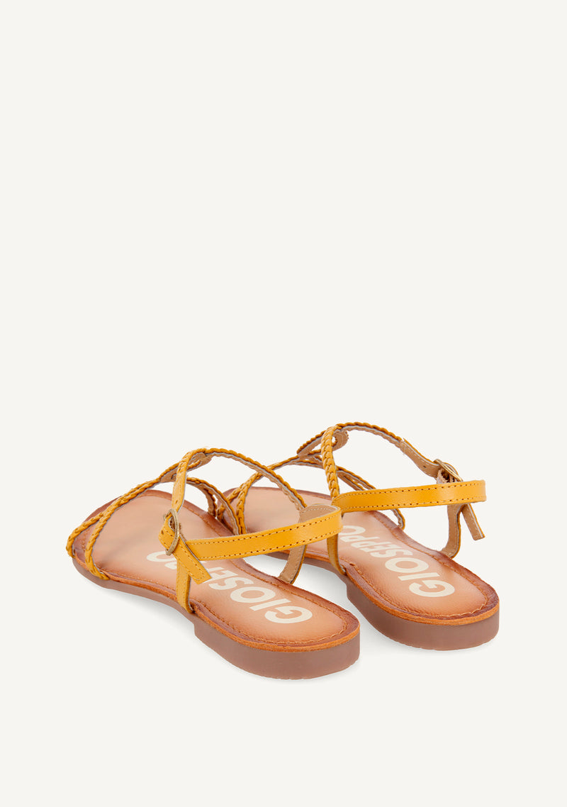 Sandalias estilo esclava de tiras trenzadas mostaza para mujer OSSIAN