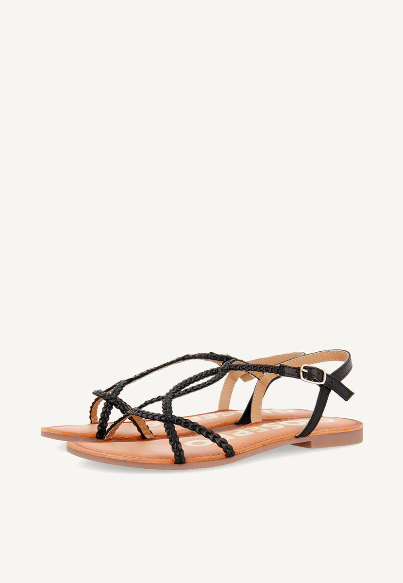 Sandalias negras de tiras finas para mujer OSSIAN