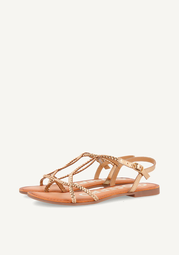 Sandalias doradas de tiras finas para mujer OSSIAN