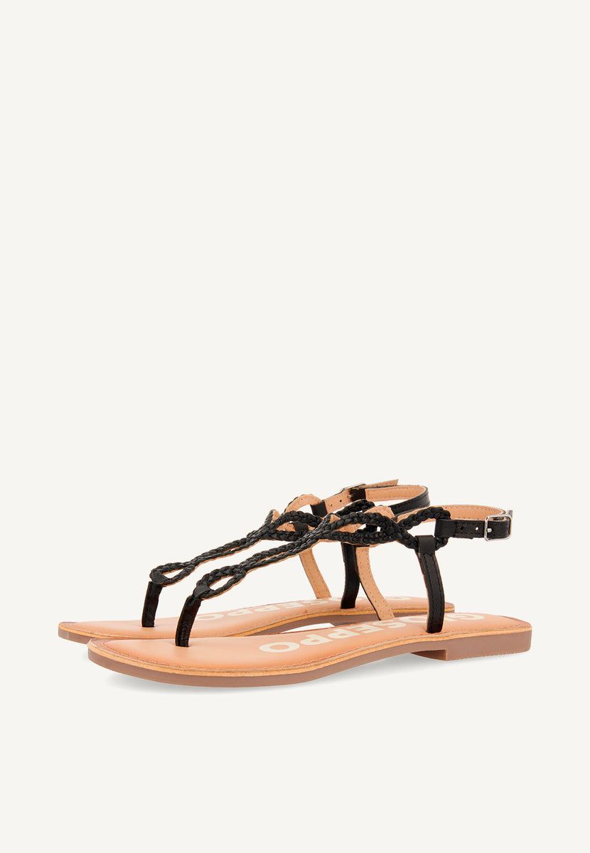 Sandalias de tiras trenzadas negras para mujer FYFFE