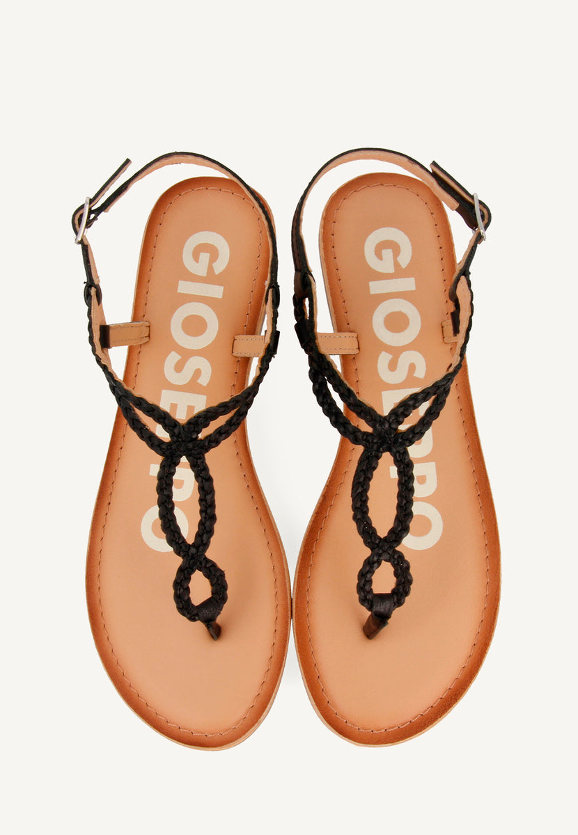 Sandalias de tiras trenzadas negras para mujer FYFFE