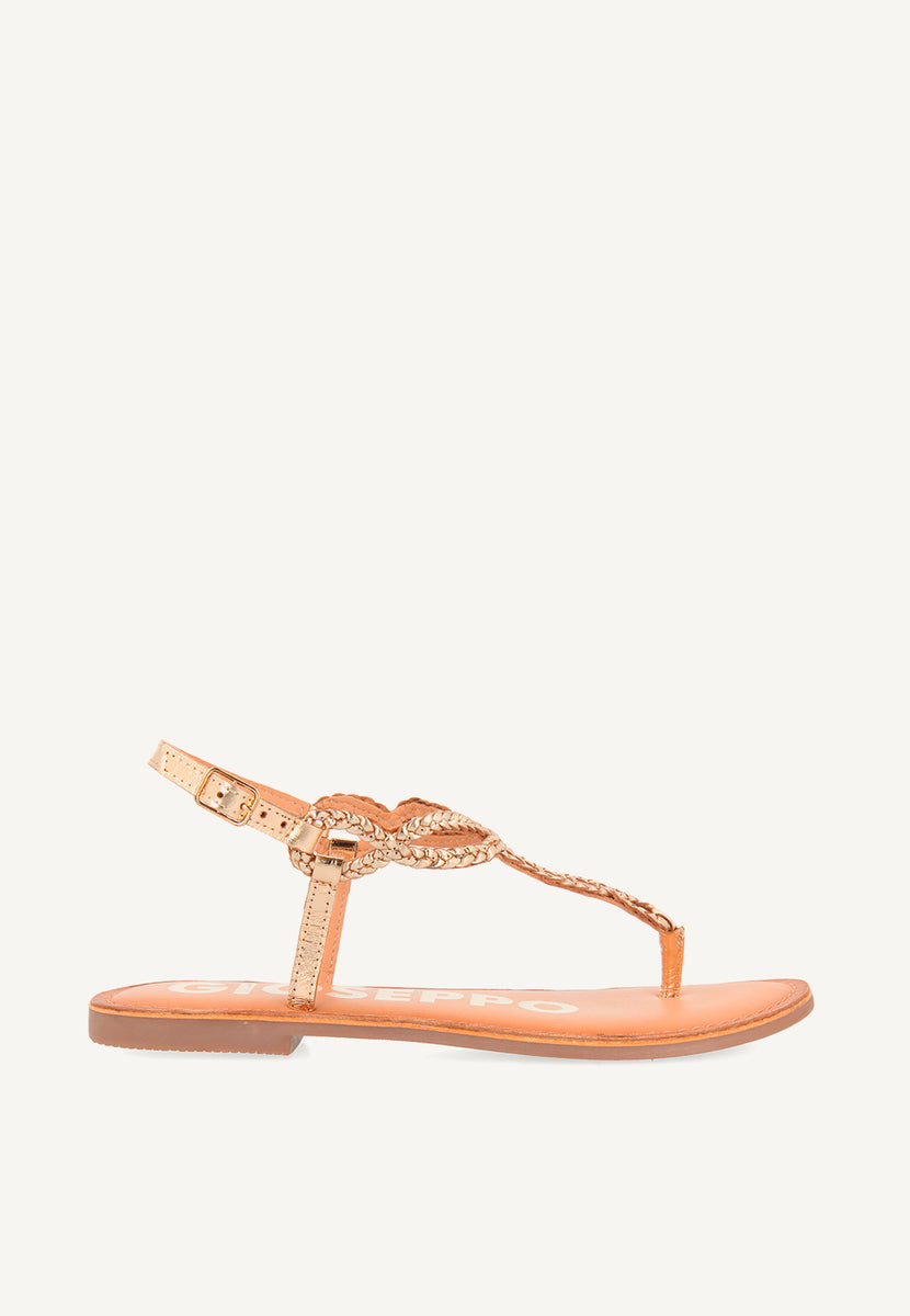 Sandalias de tiras trenzadas doradas para mujer FYFFE