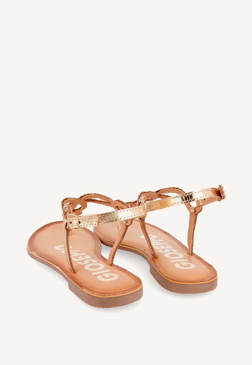 Sandalias de tiras trenzadas doradas para mujer FYFFE