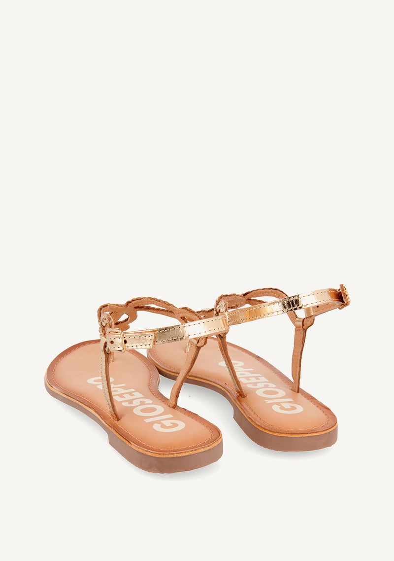 Sandalias de tiras trenzadas doradas para mujer FYFFE