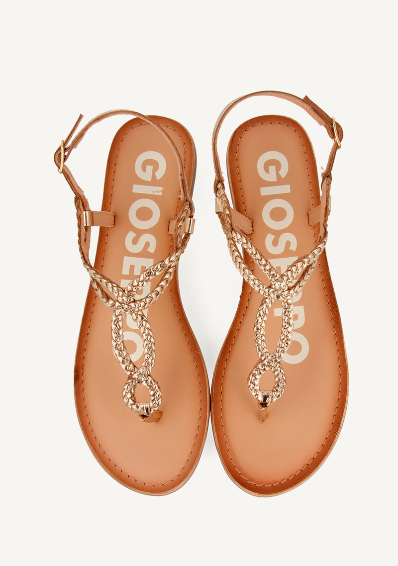 Sandalias de tiras trenzadas doradas para mujer FYFFE