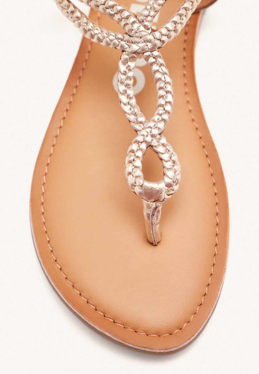 Sandalias de tiras trenzadas doradas para mujer FYFFE